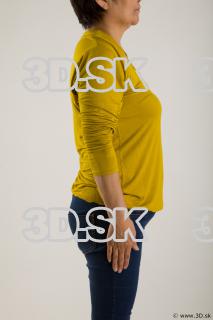 Arm flexing reference of yellow sweater blue jeans Gwendolyn 0011
